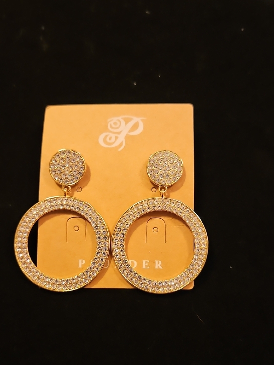 Plunder Jewelry - Plunder Gold Crystal Open Circle Drop Earrings